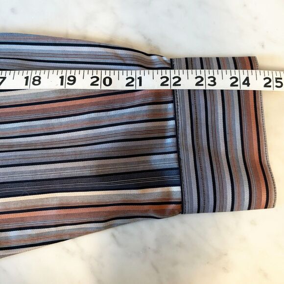 St. Croix Men’s Large Tall Shirt Made in Italy Brown Grey Stripes 100% Cotton - Picture 8 of 9